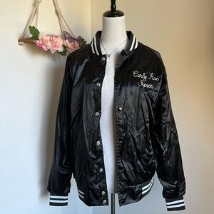 Carly Rae Jensen Merch Black Satin Varsity Jacket size M